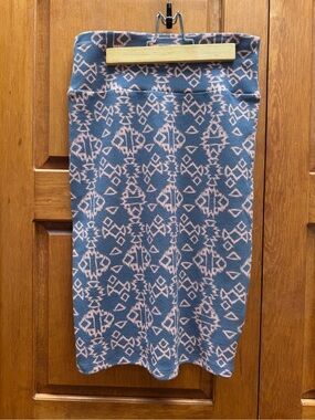 LuLaRoe Blue and Pink Aztec Knit Skirt